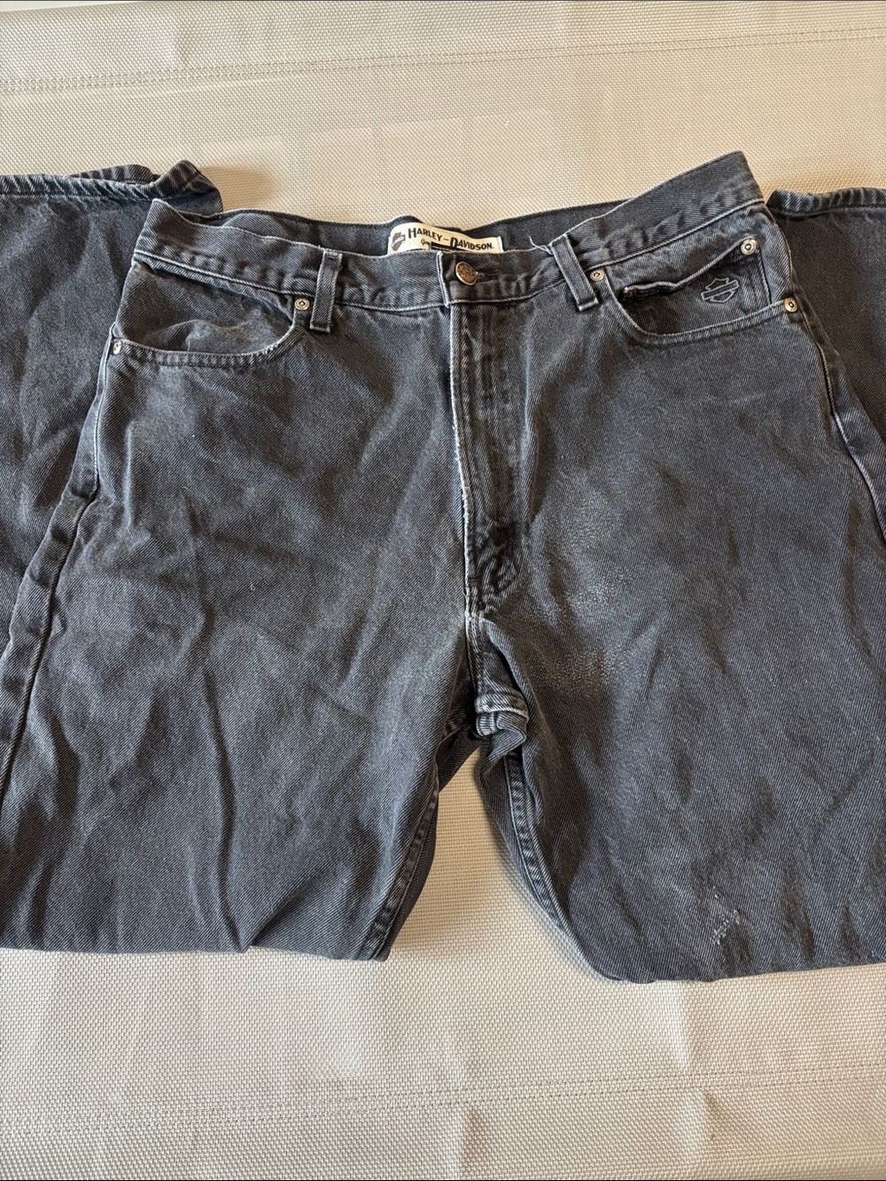 Harley-Davidson Men's Washed Black Relaxed Jeans 36 x 30